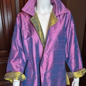 Reversible Iridescent Purple- and Green Gold Women's Coat